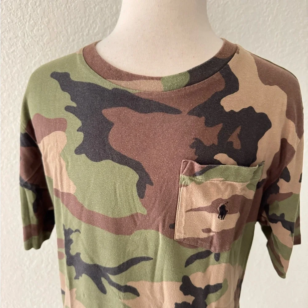 Polo Ralph Lauren Shirt Camouflage Short Sleeve Pocket ‎ Cotton Youth Size 14-16